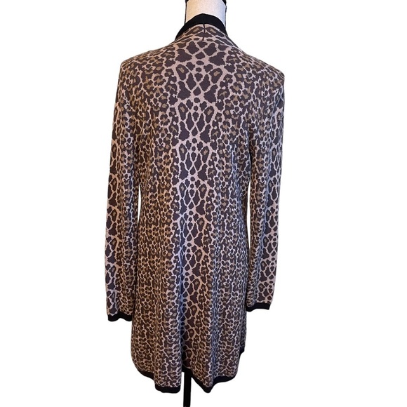 Soft Surroundings Knit Leopard Print Duster Cardigan Sweater Casual Medium - Picture 6 of 8